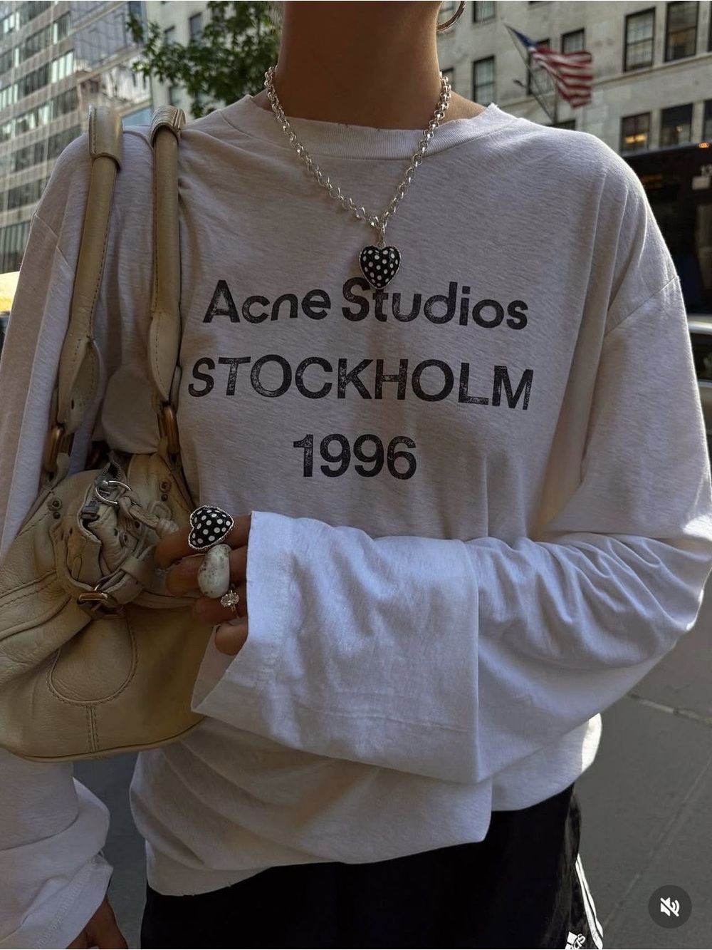 $420 Acne Studios Stockholm 1996 Long Sleeve T-Shirt white